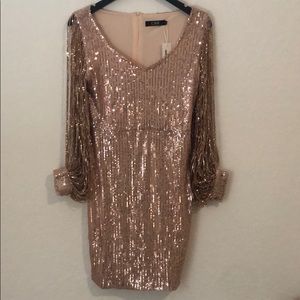 Rose gold Sequence open sleeve dress